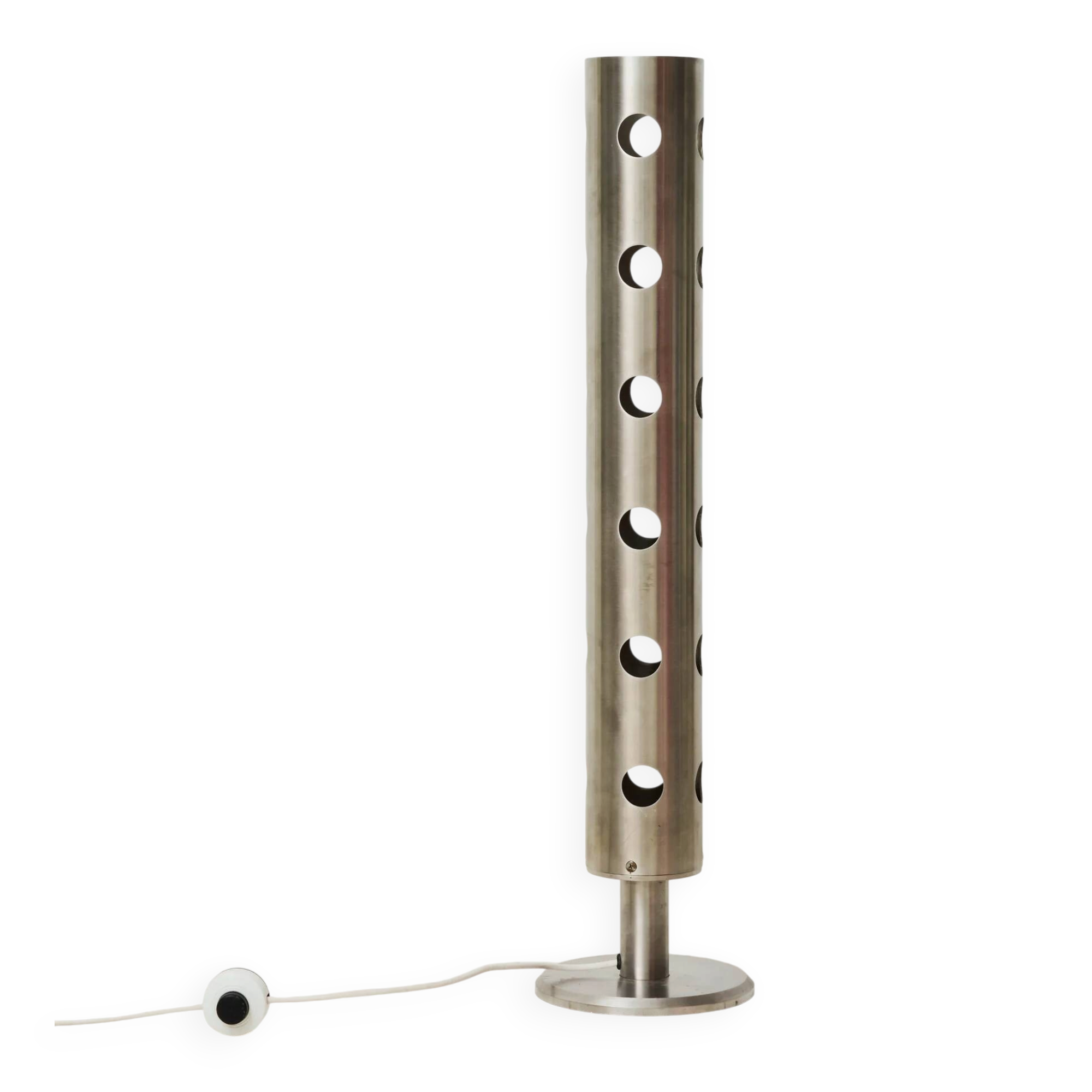 XXL table lamp in brushed perforated aluminium, 1980-1990s