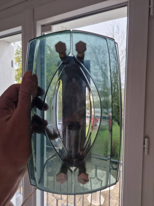 Pair of smoked glass wall lights - Veca editions, Fontana Arte - Design 1970