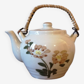 Théière chinoise en céramique motif floral, grande contenance