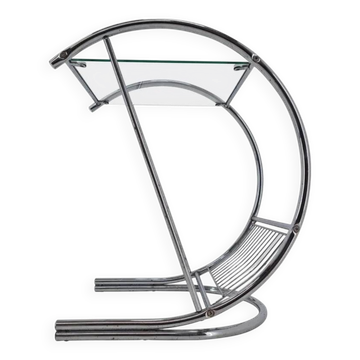 Midcentury Rare Chrome Magazine Table, Italy, 1970s