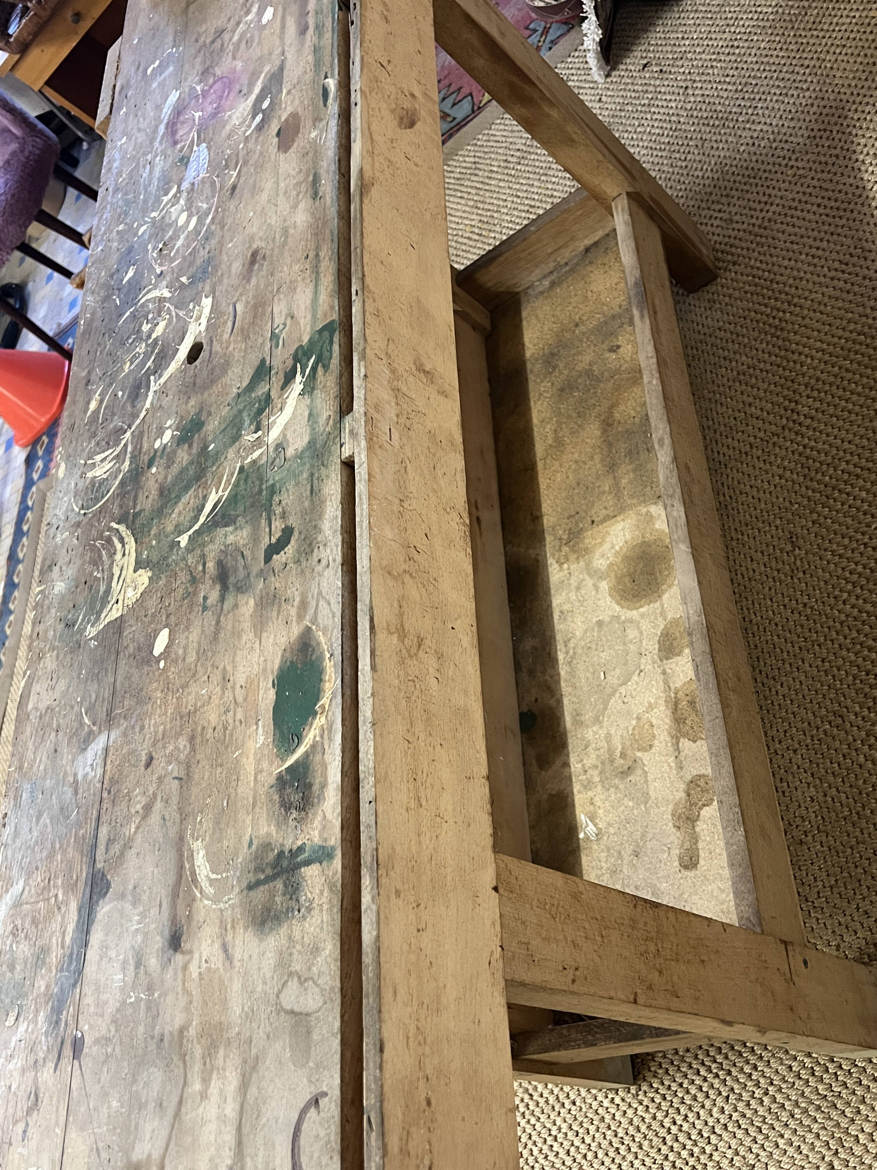 Old wooden craft workbench