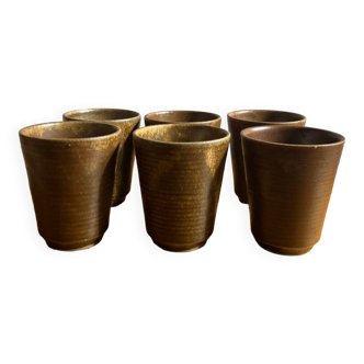 6 Digoin stoneware cups