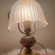 Vintage table lamp in brass and pleated opaline glass.