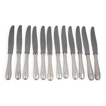 Christofle modèle Dax, 12 couteaux de table en métal argenté, très bon état