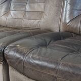 Gray Vintage Leather Modular Design Sofa 2 Elements