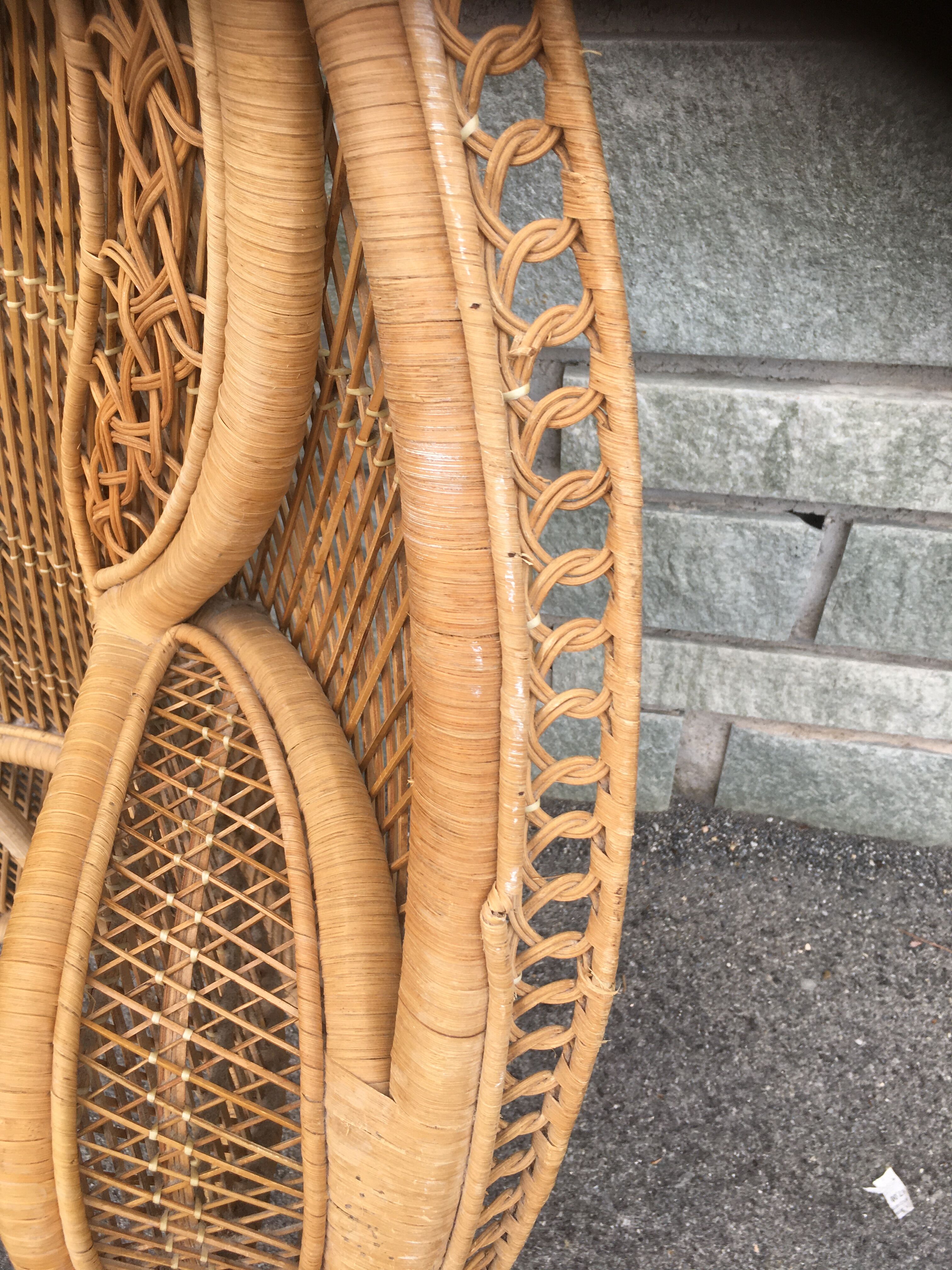 Vintage rattan headboard from the 1970s