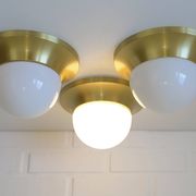 Ceiling Lights Set of 3 Mushroom Lamp Vintage Brass Sconces Space Age Style