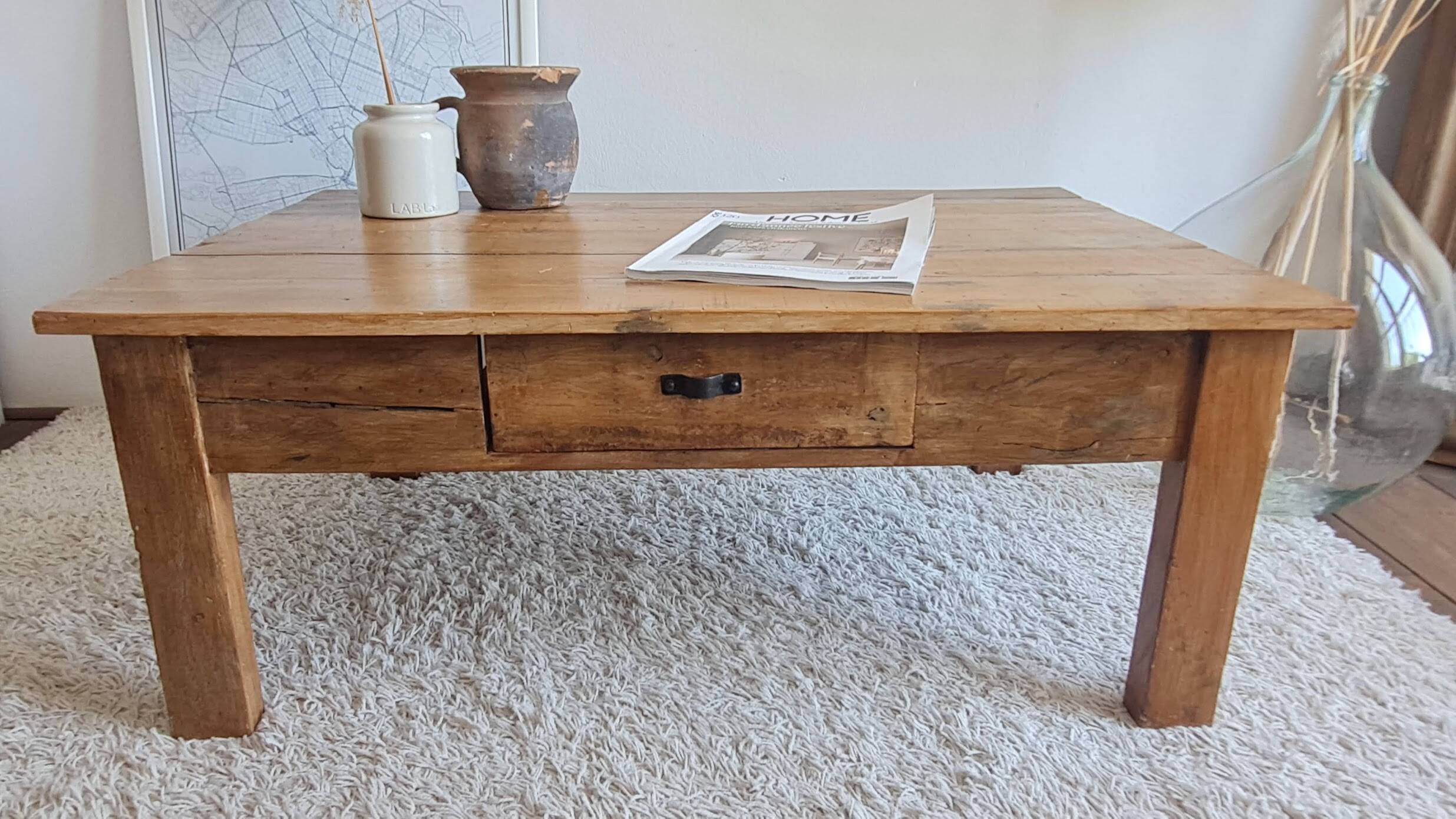 Vintage rectangular wooden coffee table