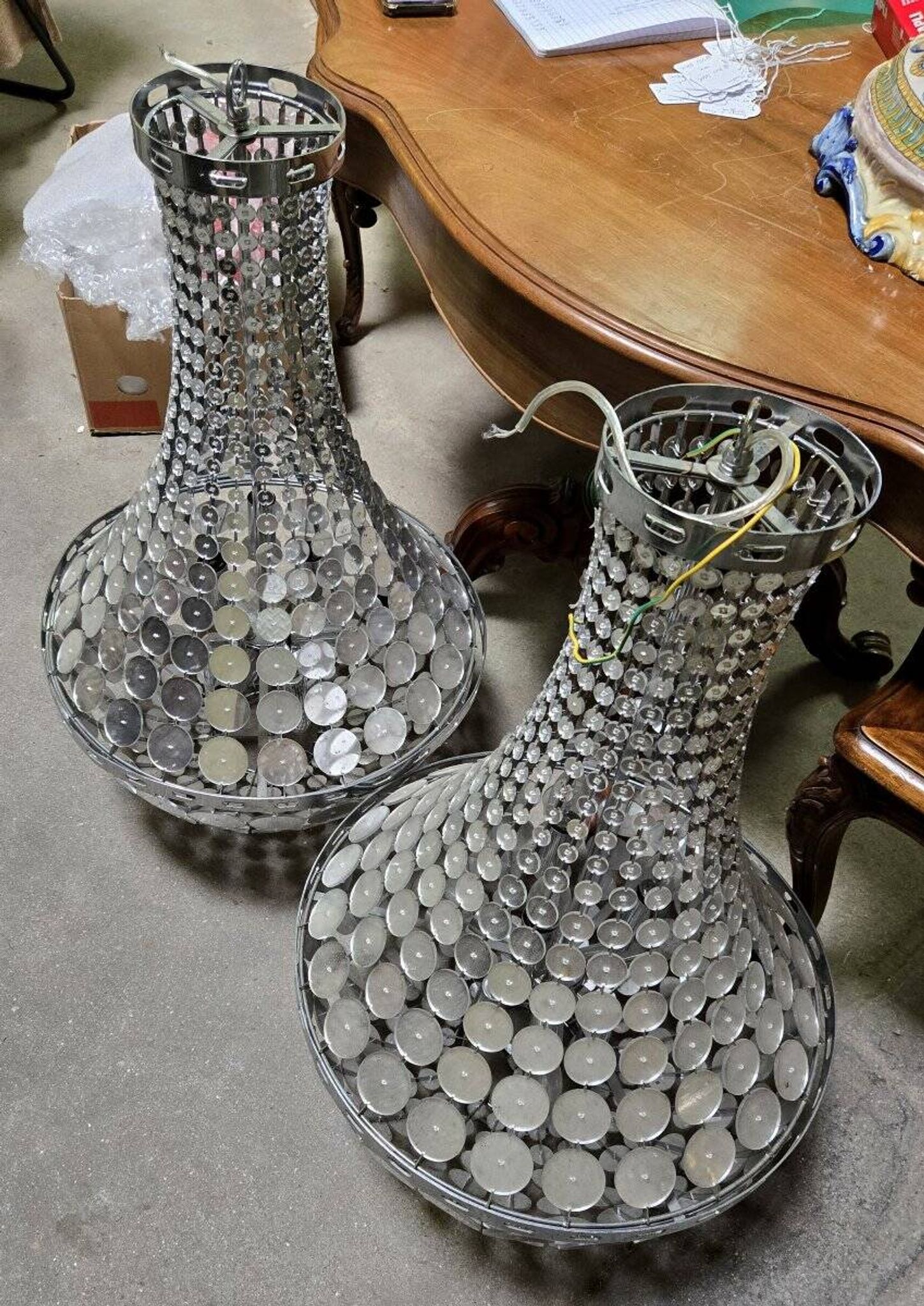 Pair of hot air balloon chandeliers designed in the late 20th century.
