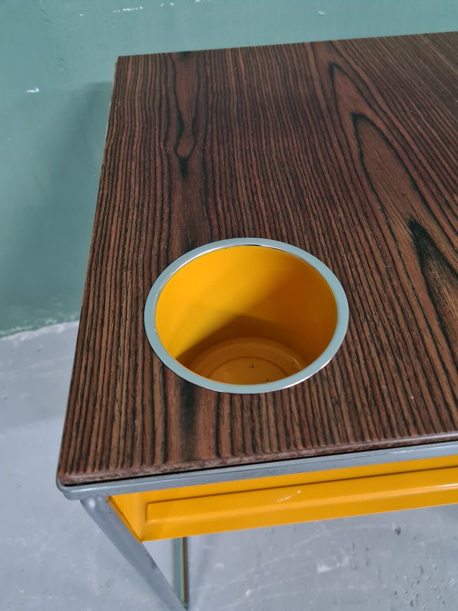 Vintage Design Wengé And Metal Side Table