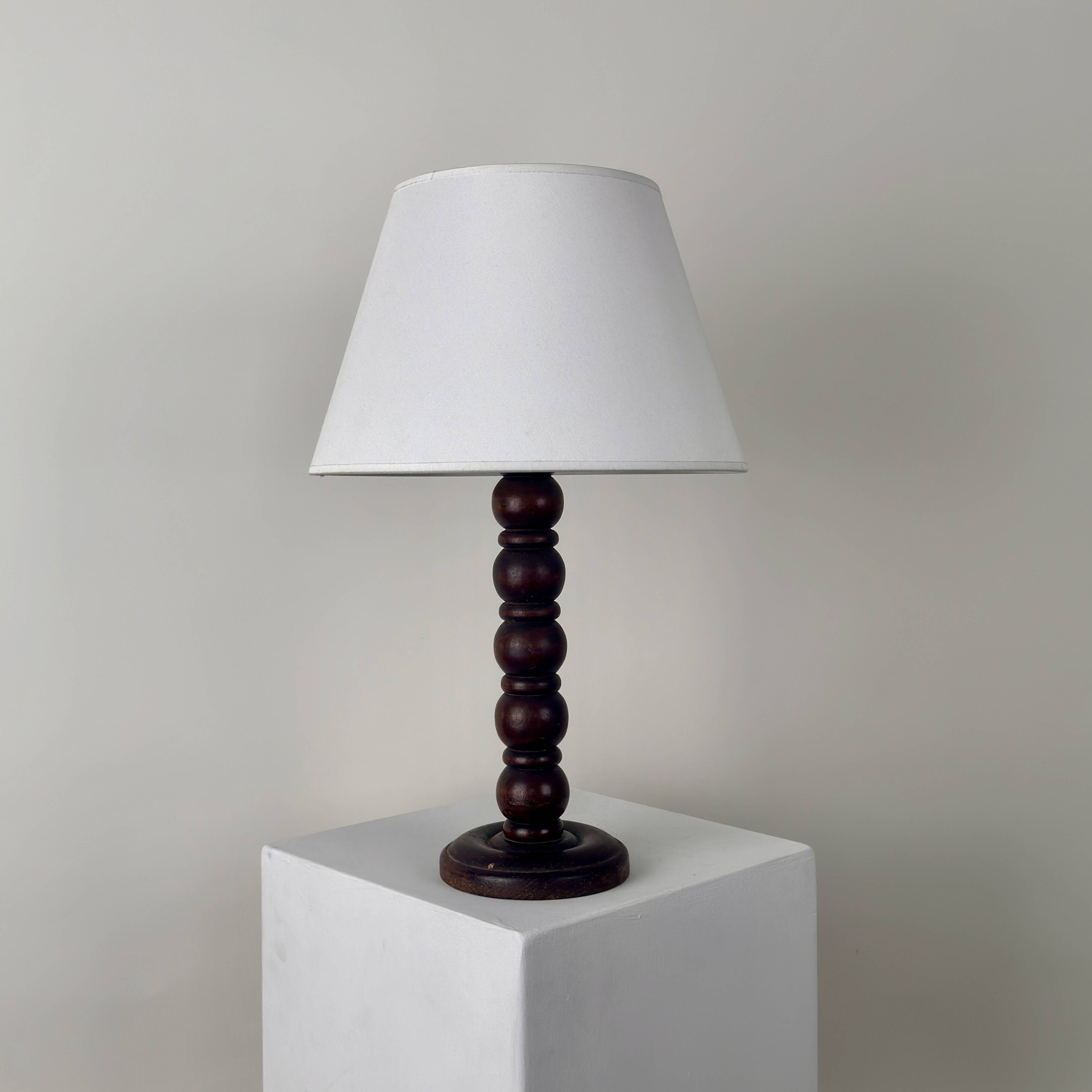 Large old turned wooden lamp, early 20th century, France