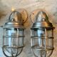 Pair of industrial marine wall lamps