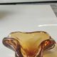 Murano ashtray/pocket tray free organic floral shape. amber tones. dim 17 x 14 cm