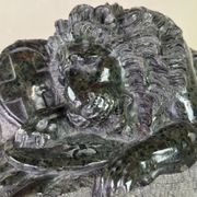 Green serpentine marble sculpture, the Lion of Lucerne after Bertel Thorvaldsen around 1880.