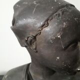 Bust girl plaster blackened XIX