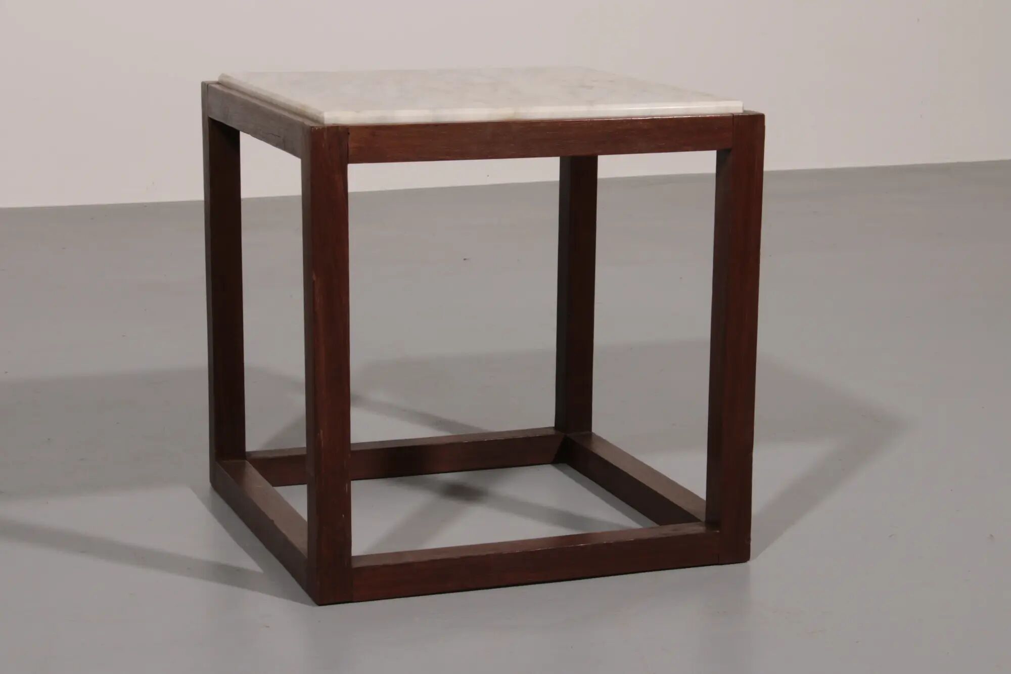 Rare 1970s cubic wenge & marble side tables by Claus Bonderup & Torsten Thorup