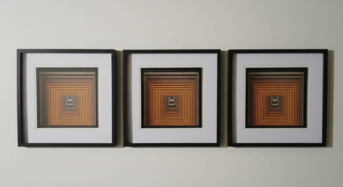 Triptych Vintage Optical Art Table - Victor Vasarely - Frames 40x4