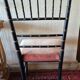 Small Napoléon III chair in black bamboo with a red velvet seat.