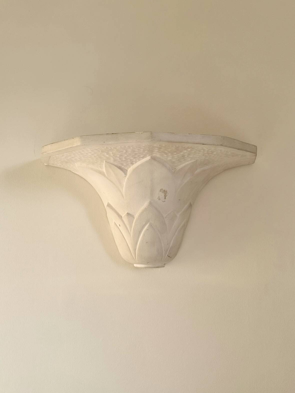 Pair of plaster wall sconces, palmette decoration, 20th century