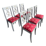 Six Lyres Chairs, Restoration Style, Lacquered in Grey