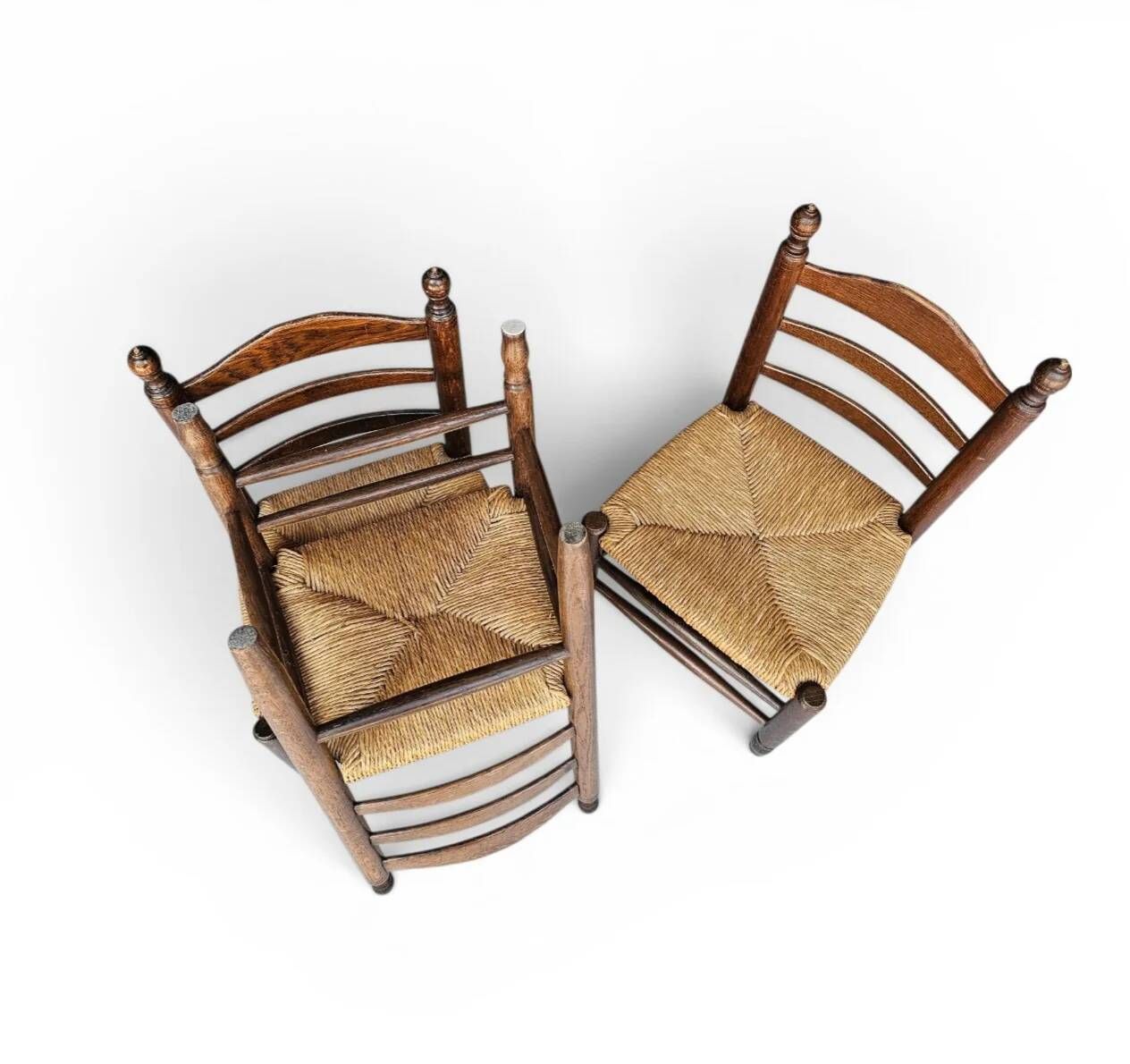 3 x Antique provincial ladderback child's chair / rush seat / 1930s