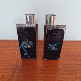 Pair of tubular double-light wall lights in chrome-plated metal, 1970s