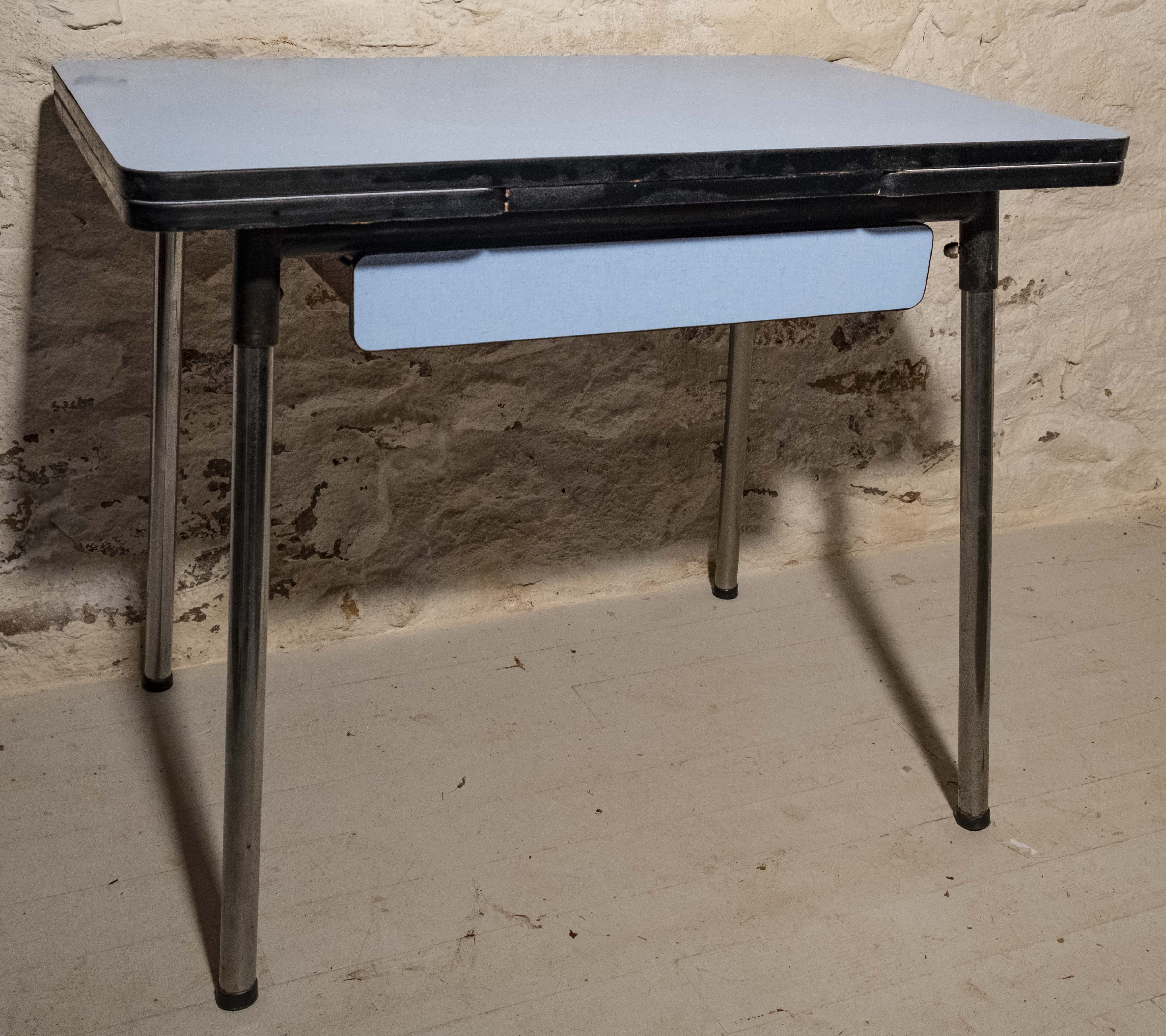 Blue formica table