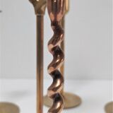 Five solid brass candle holders vintage design 80s