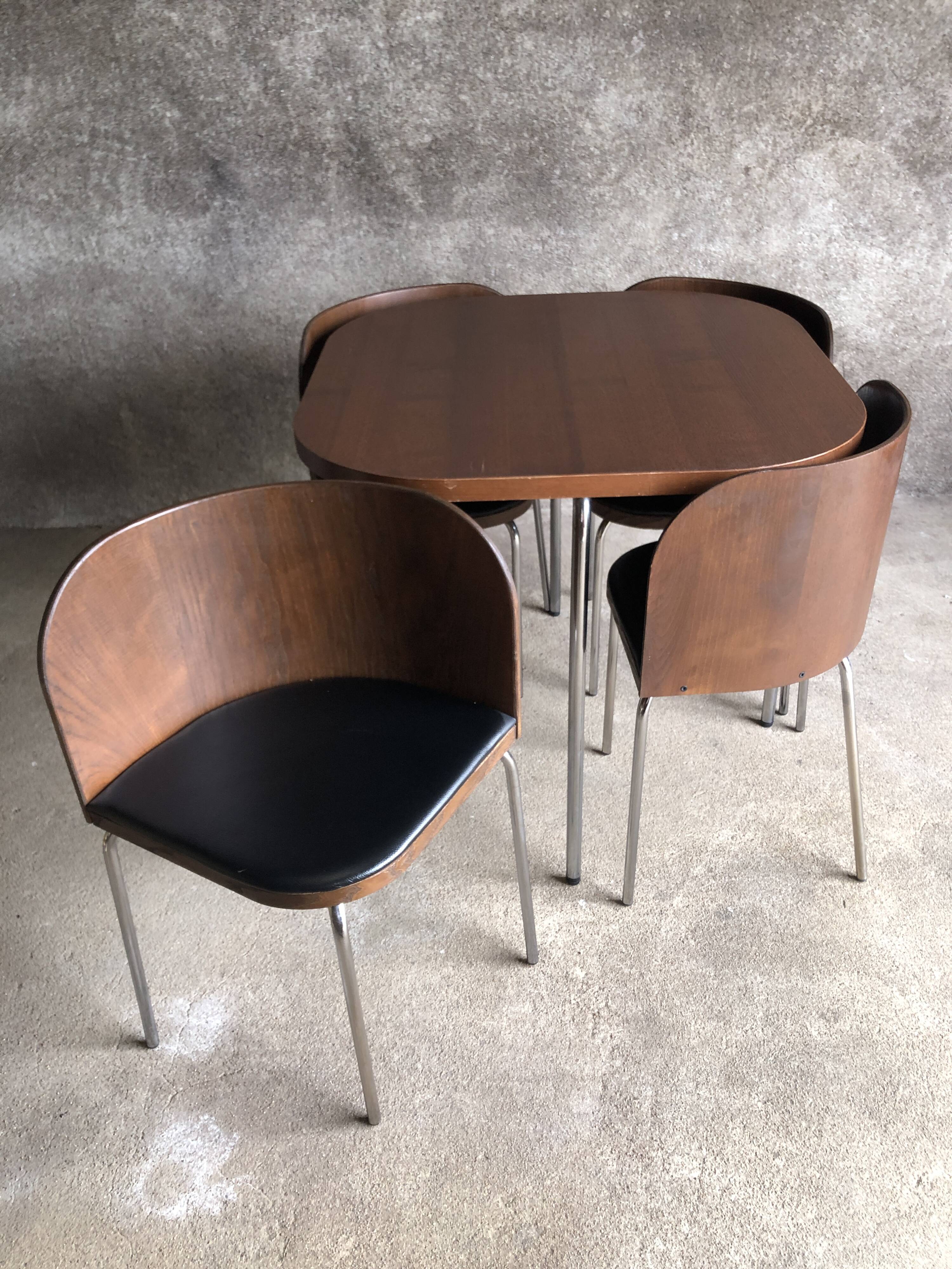 Fusion table and four chair set, vintage Ikea, 1990