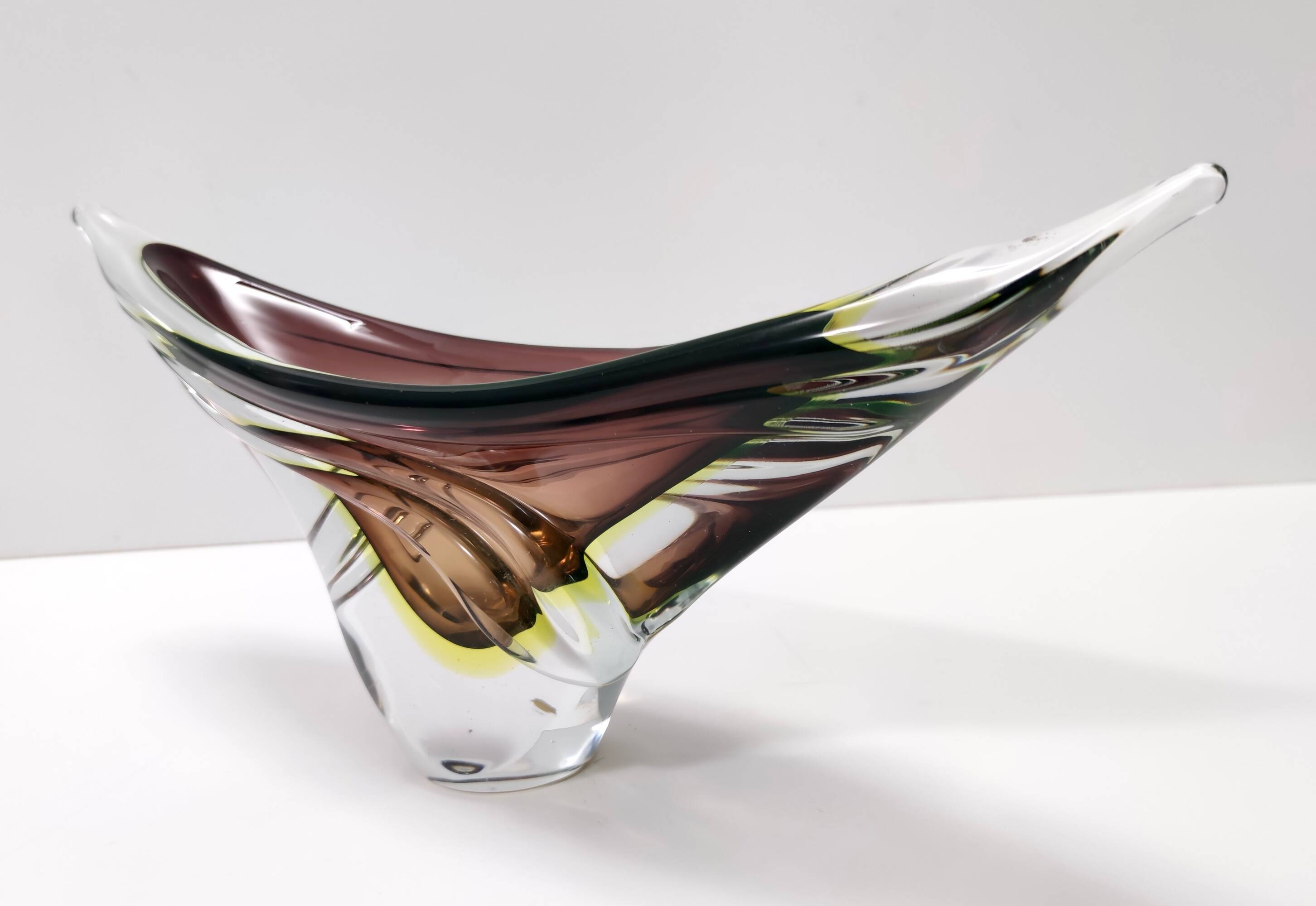 Brown Sommerso Glass Bowl or Centerpiece by Seguso, Italy