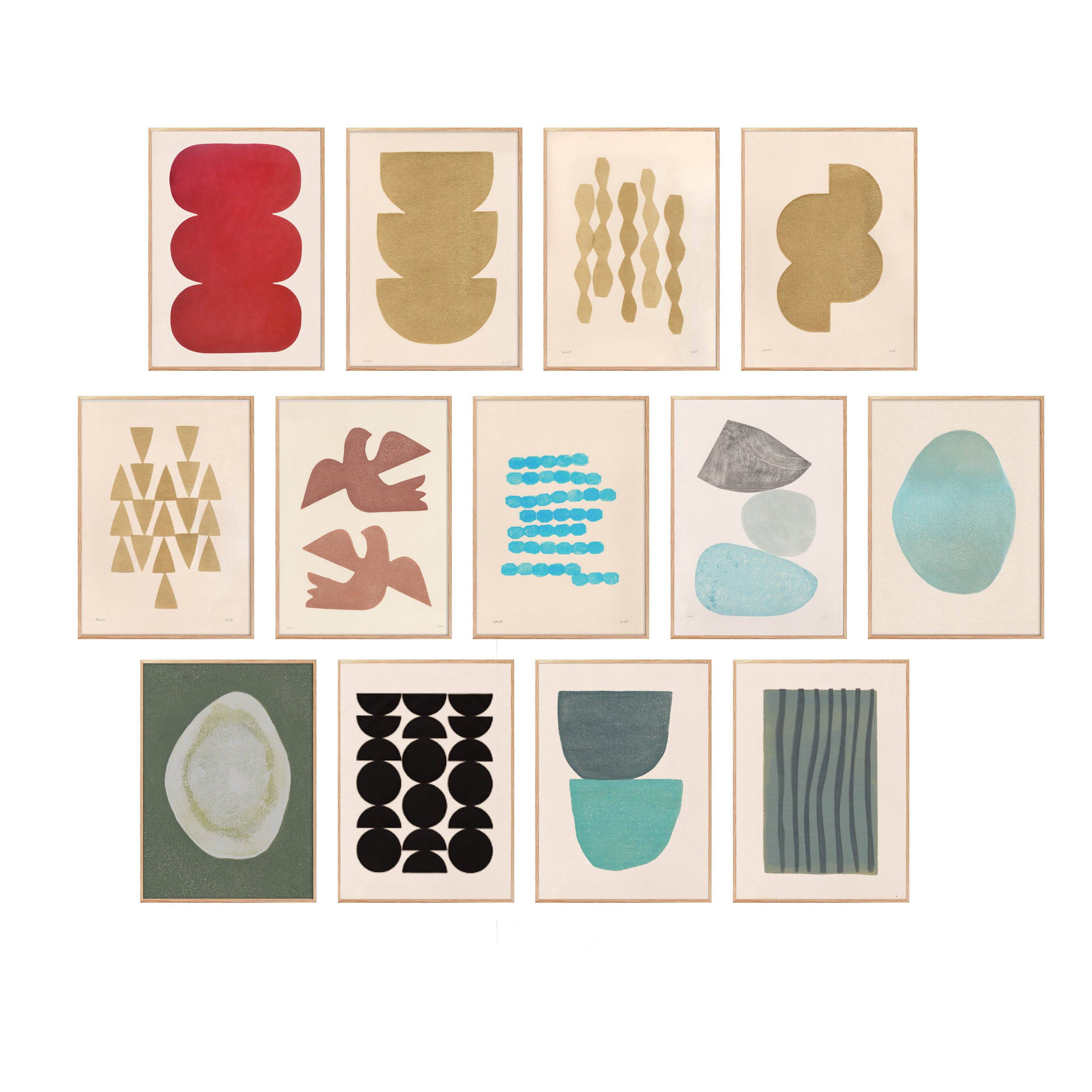 Collection of 13 paintings, 50x70cm, signed Eawy