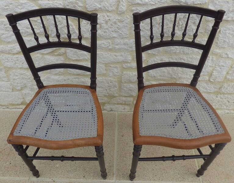 2 quality wooden caned chairs