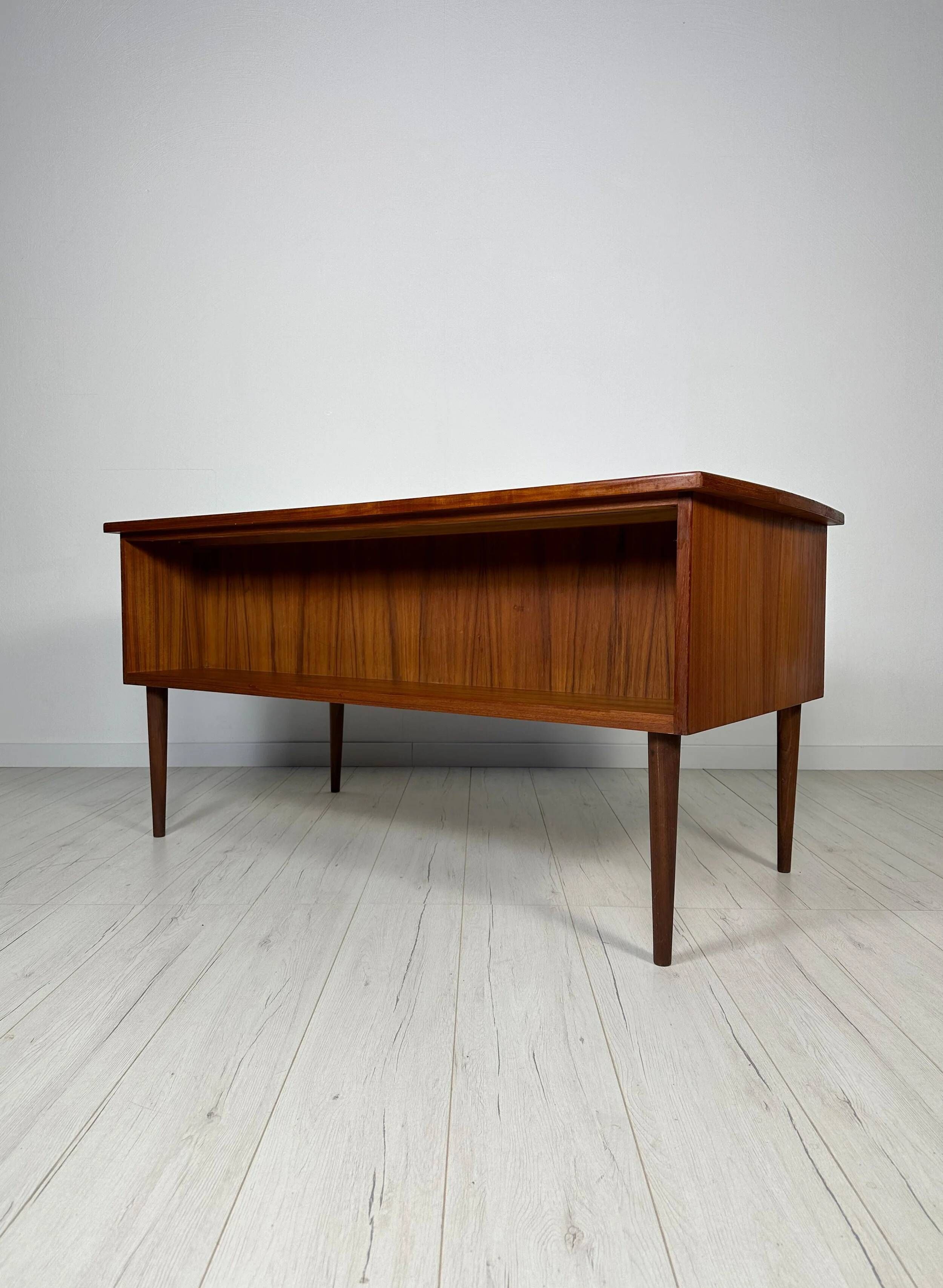 1960s Vintage Scandinavian Mid-Century Teak Writing Desk