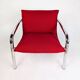 Paire de fauteuils italiens en métal chromé et tissu rouge, 1970