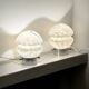 Vintage 70s Glass Table Lamps – White Glass with Metal Stand, Set of 2