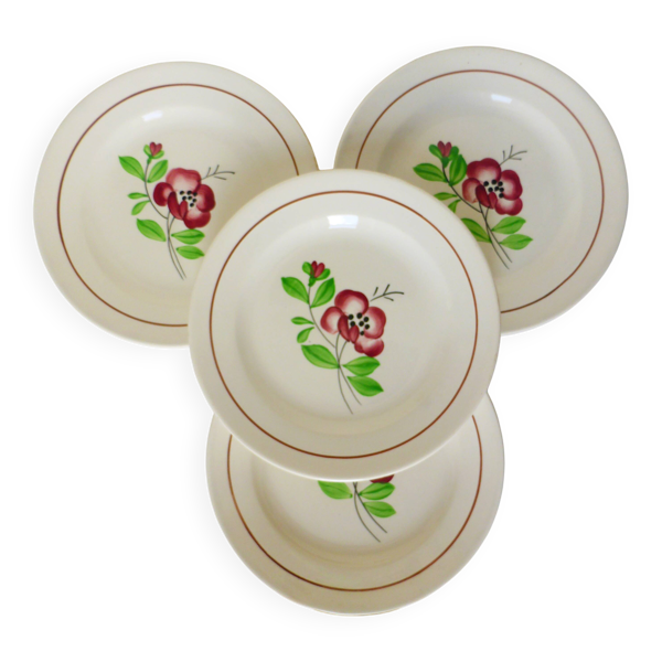 4 assiettes dessert de Digoin Sarreguemines modèle Beaucaire