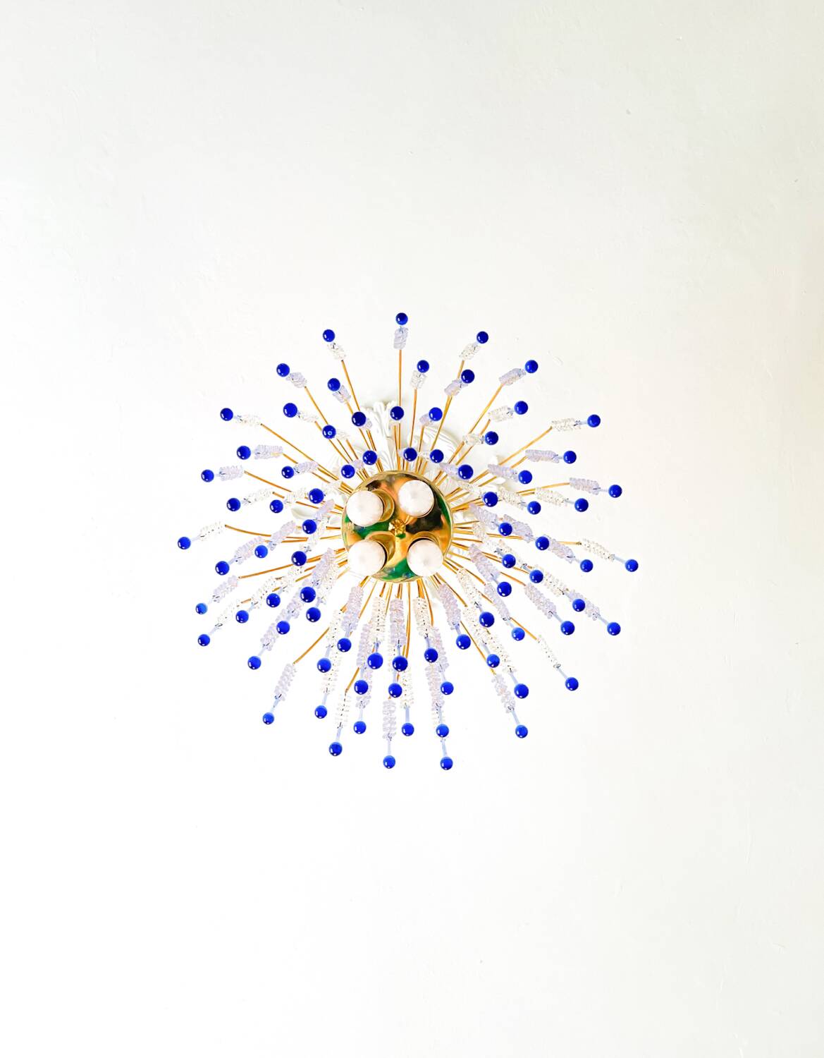 Lustre élégant en cristal et verre Murano soufflé – Gouttes bleues