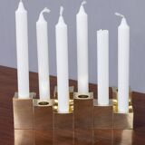 Groupe de bougeoirs en laiton massif cubiques par Gusum Metallslöjden, Suède