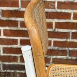 Cesca chair b32 model in white and wood by Marcel Breuer