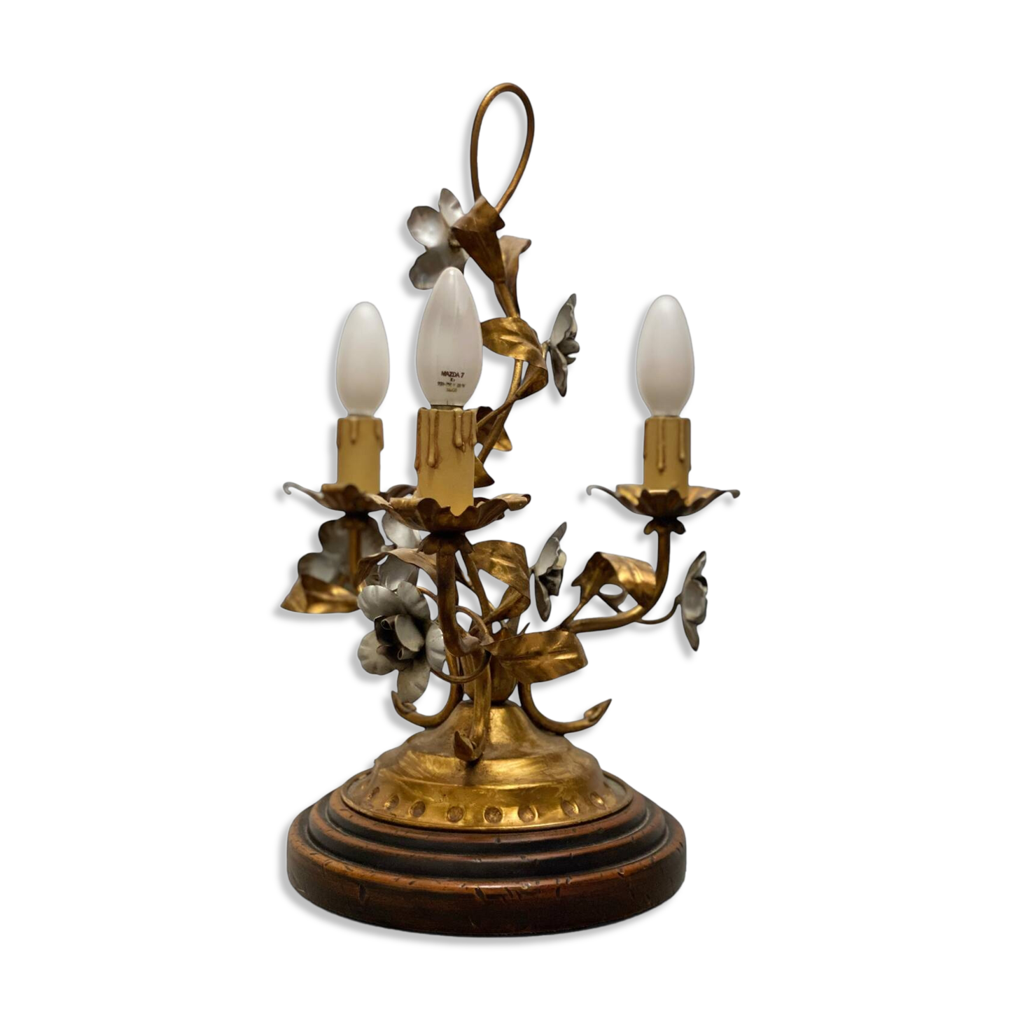 Vintage Florentine lamp Rivolta Paralumi Milano in gold and silver metal