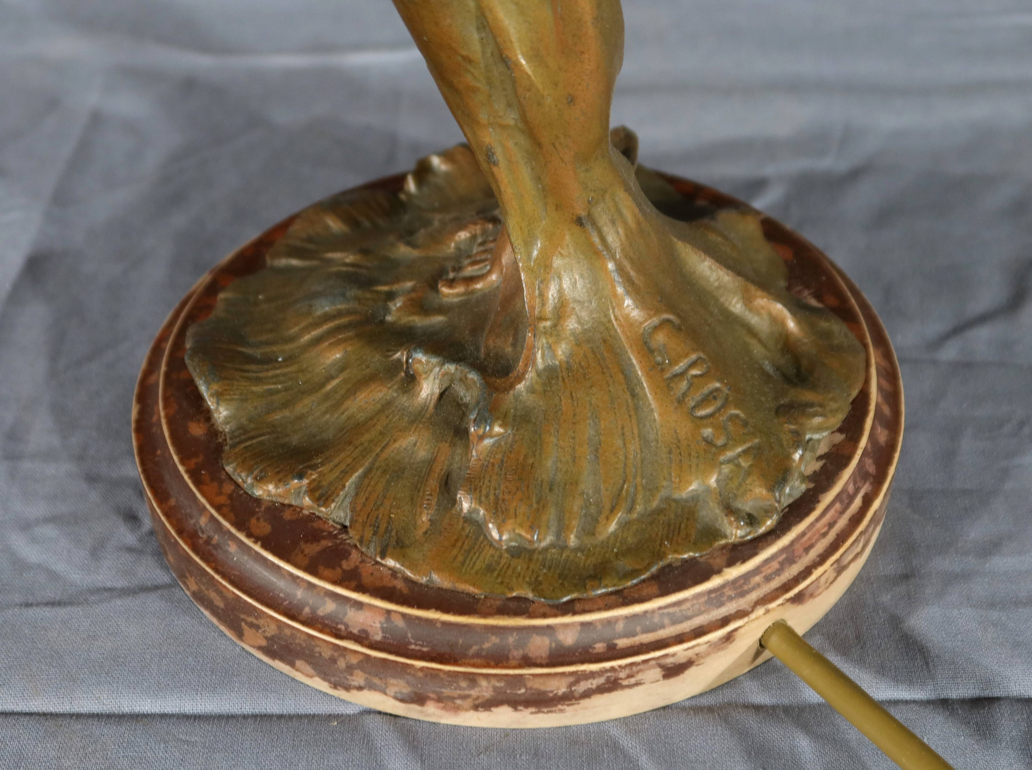 Regulate Lamp, Art Nouveau style, signed C.Rosa – Mid 20th century