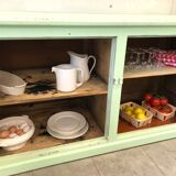 Low green patinated furniture