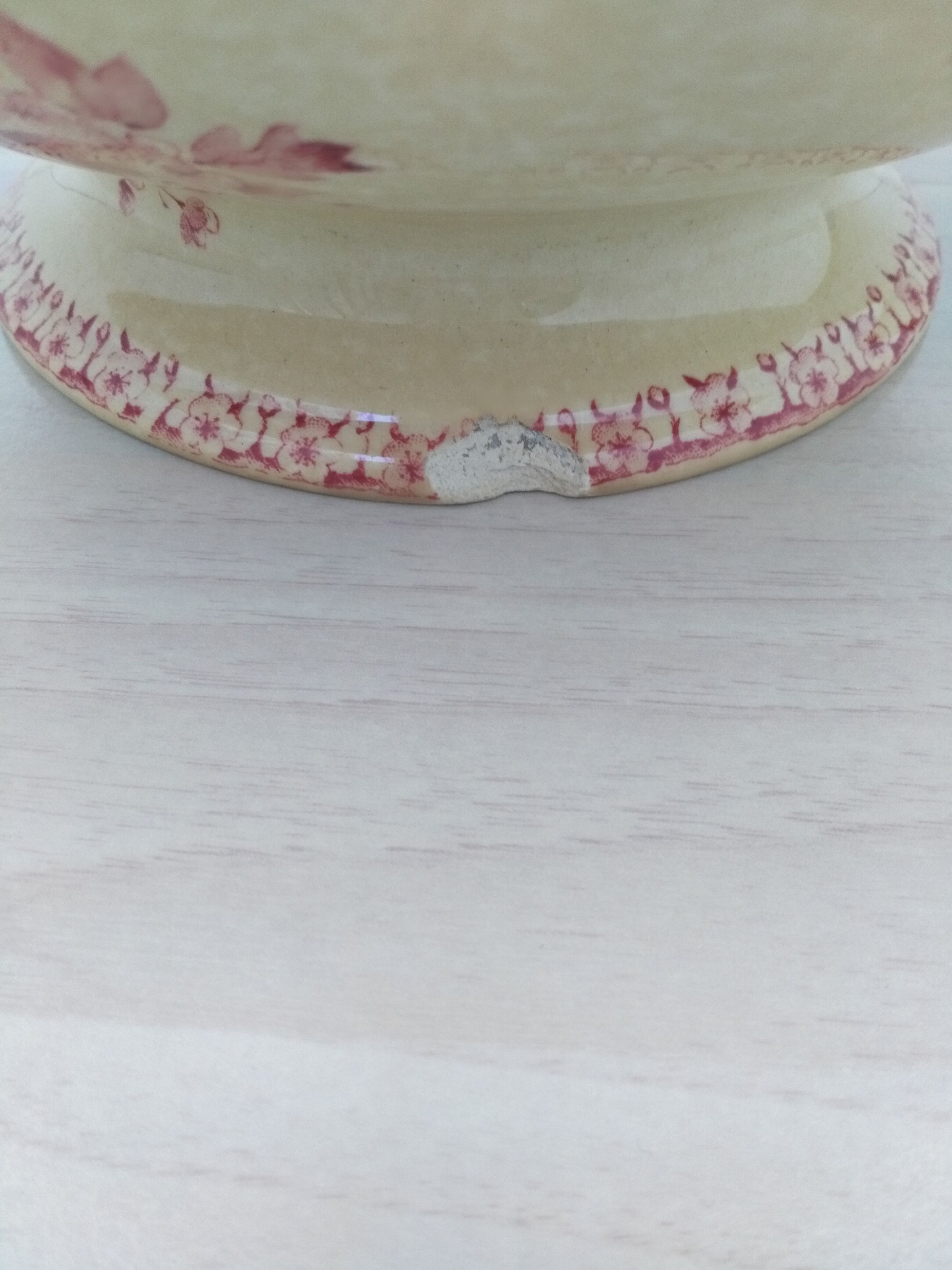 Salad bowl on foot in iron earth of Gien model Pink hawthorn