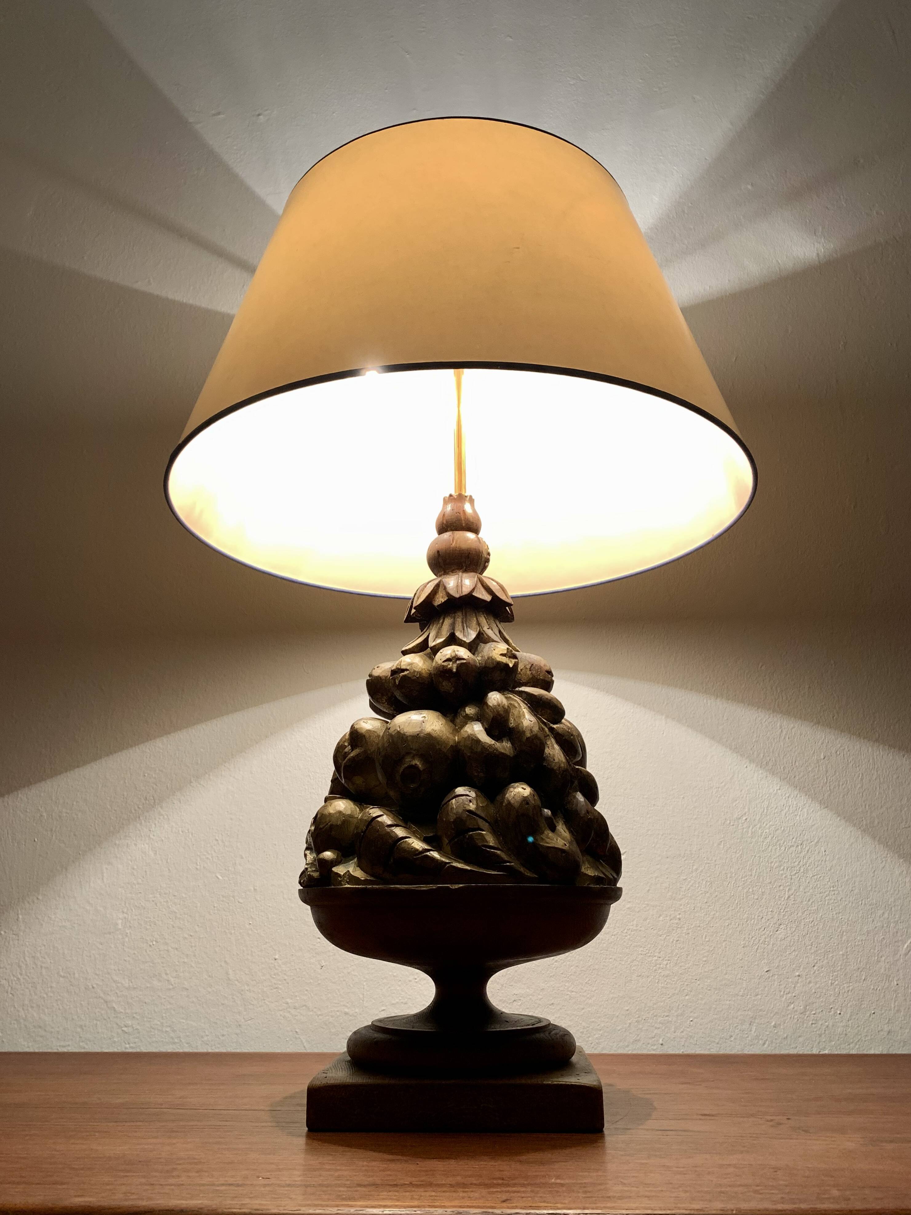 Wooden Hollywood Regency Table Lamp