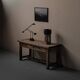 Antique work table/console in solid oak, Auvergne, circa 1900