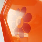 Orange plastic tray Altuglas injected flower seventies 70s vintage