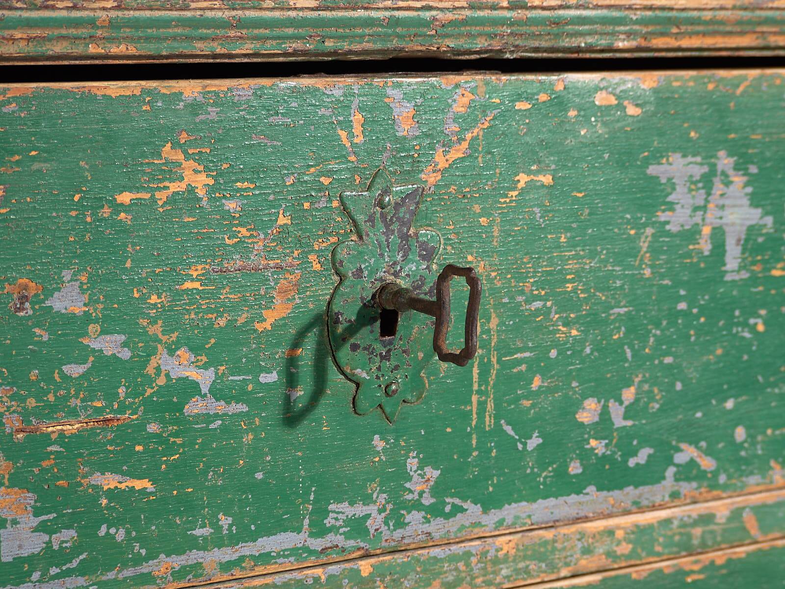 Large antique chest of drawers with green patina (c.1940) #62