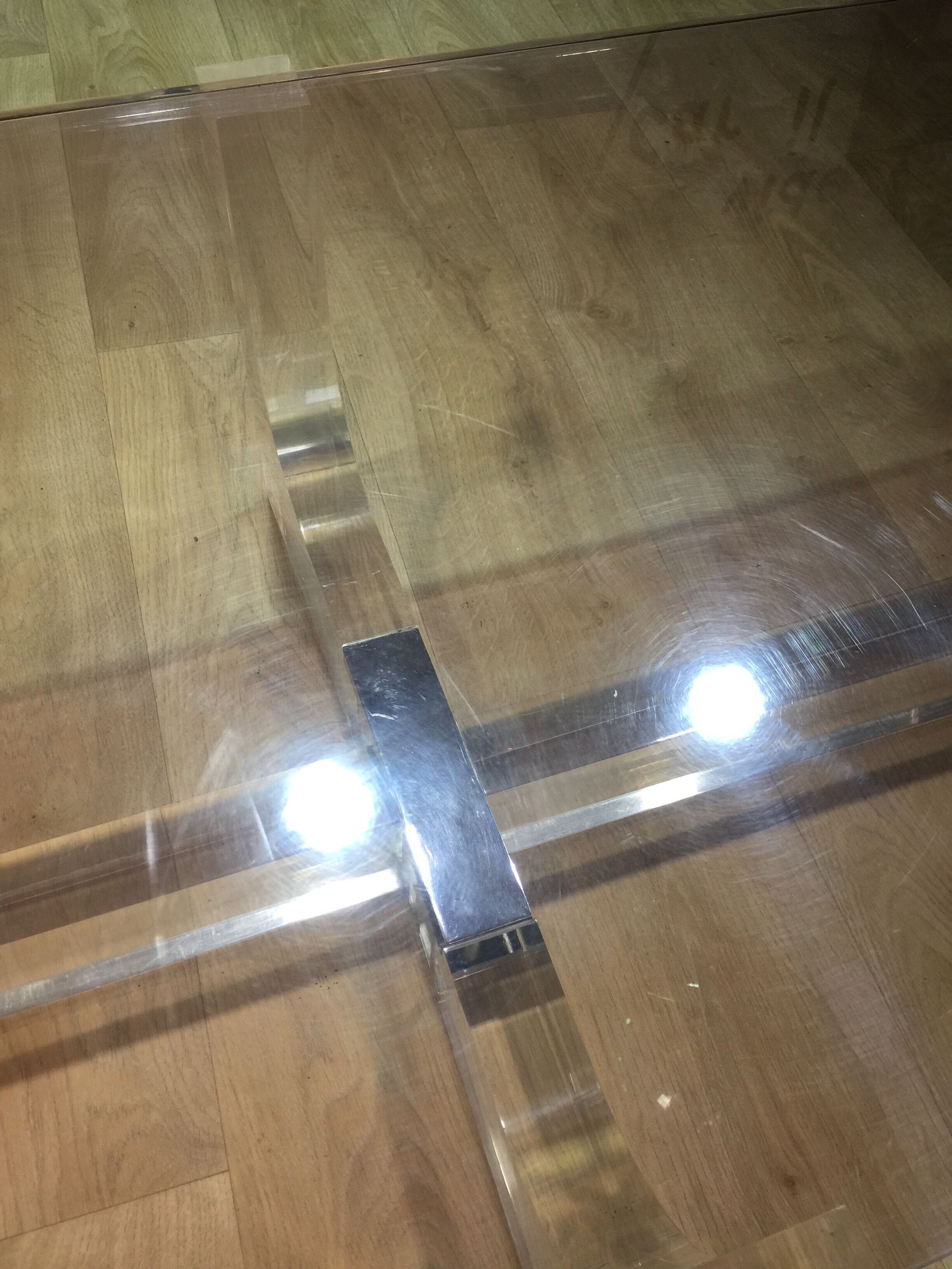 Michel Dumas Plexiglas coffee table circa 1970