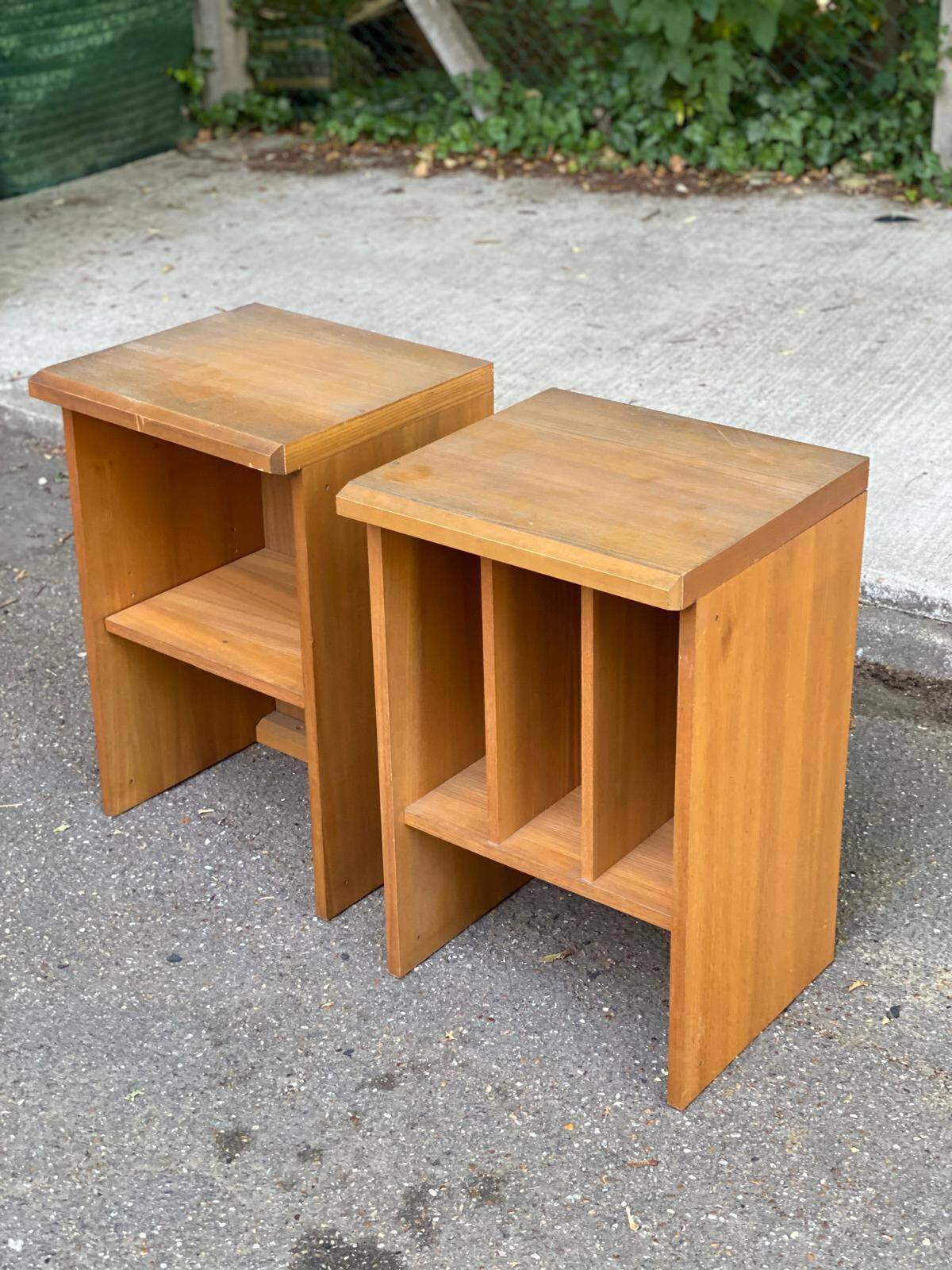 Pair of Scandinavian wooden vinyl furniture