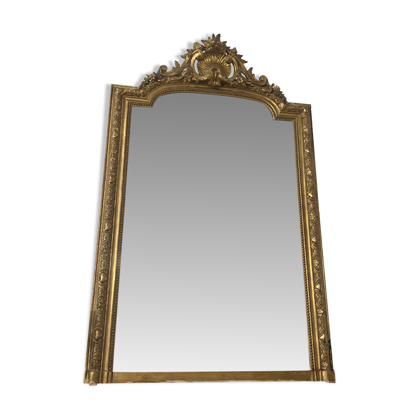 Antique mirror in wood and gilded stucco, Louis XV style, 19th century